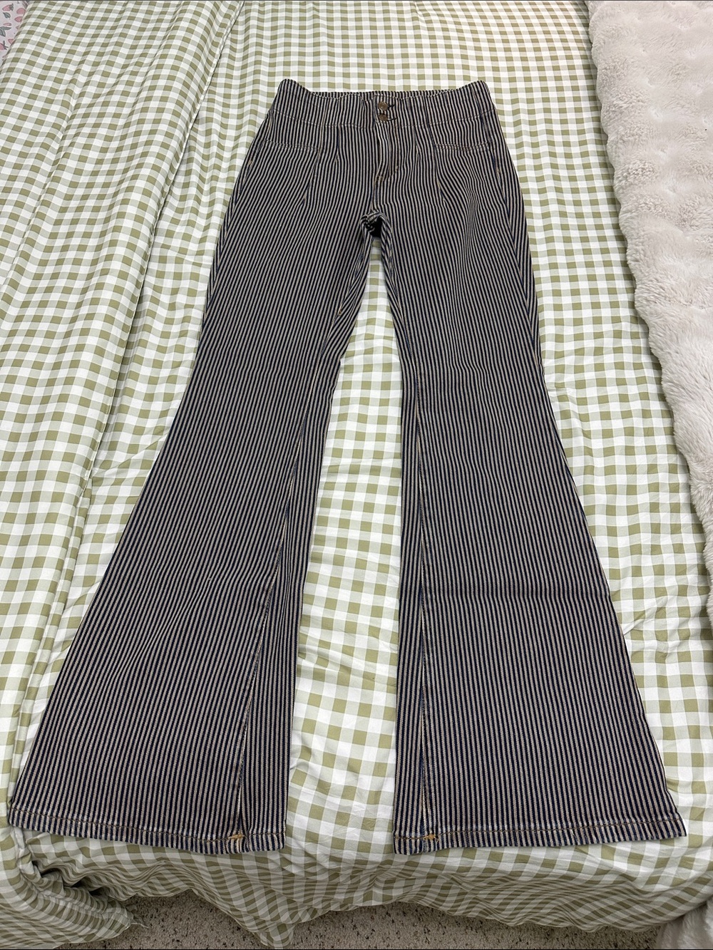 We The Free Black and White Pinstripe Flare Jeans